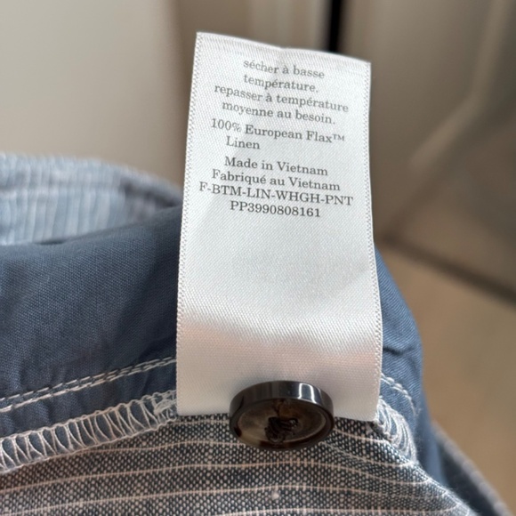 Everlane Linen Way-High Drape Pant 14 Wide Leg Pleated Blue Pinstripe Chambray - Picture 11 of 16